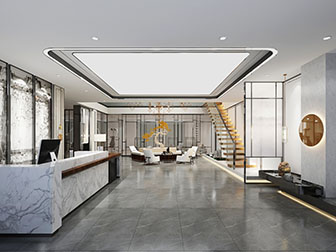 新中式大堂前台接待台休闲区