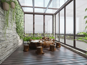 中式阳台阳光房茶室