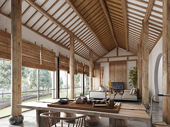 新中式民宿客厅茶室套房