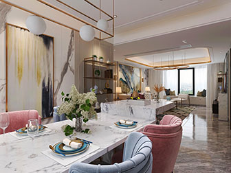 现代轻奢餐厅客厅