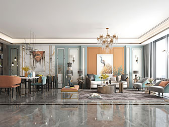 现代轻奢客厅餐厅