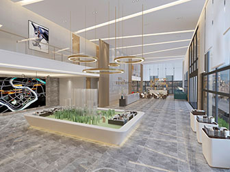 现代售楼处大堂前台接待区