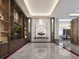 新中式酒店大堂前台接待台
