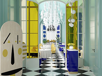 现代轻奢酒店宴会厅就餐区