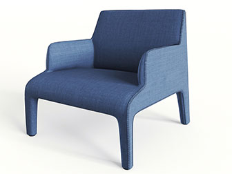 现代布艺蓝色单人沙发3d模型 现代布艺蓝色单人沙发