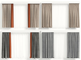 现代撞色窗帘窗纱3d模型 现代撞色窗帘窗纱