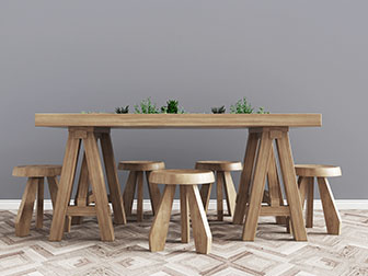 北欧实木长方形餐桌凳组合