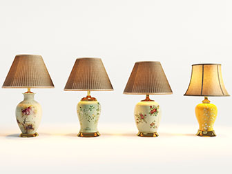 中式装饰花卉图案的陶瓷花瓶灯柱的台灯