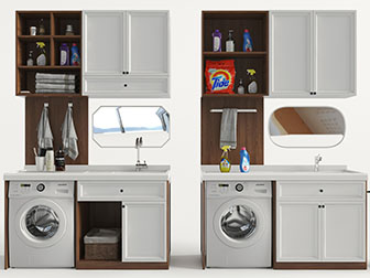 北欧实木嵌入洗衣机的储物收纳柜