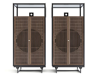 新中式实木镂空柜门的装饰柜