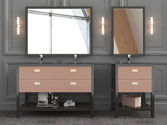 新中式双盆洗手台3d模型 新中式双盆洗手台