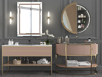 现代轻奢洗手盆洗手台浴室镜组合3d模型 现代轻奢洗手盆洗手台浴室镜组合