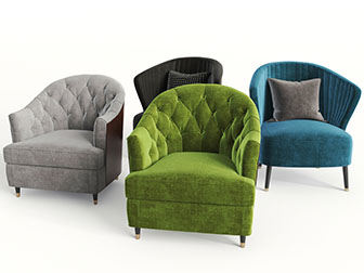 欧式布艺软包靠背单人沙发3d模型 欧式布艺软包靠背单人沙发