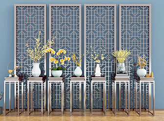 现代花架花瓶花卉