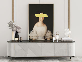 现代轻奢电视柜装饰画