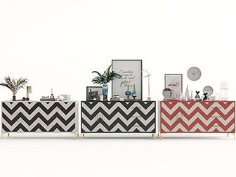 现代装饰波浪纹理的玄关柜边柜