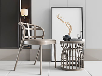 新中式编织休闲椅子茶几