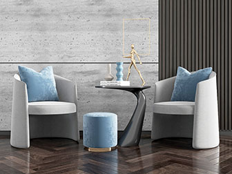 现代轻奢单人沙发茶几3d模型 现代轻奢单人沙发茶几