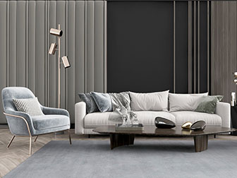 现代布艺多人沙发休闲椅子茶几组合