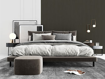 现代布艺双人床