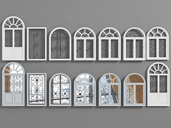 欧式拱形雕花防护平开窗