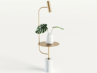 现代轻奢带茶几的落地灯