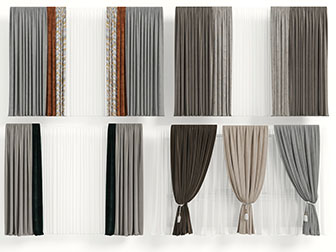 现代布艺窗帘窗纱3d模型 现代布艺窗帘窗纱