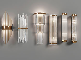 现代轻奢水晶条状灯罩的壁灯