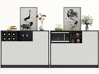 新中式黑灰撞色的餐边柜