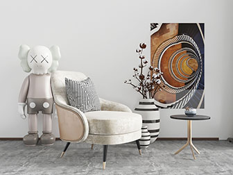 北欧布艺圆形休闲单人沙发茶几3d模型 北欧布艺圆形休闲单人沙发茶几