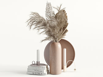 现代陶瓷花瓶芦苇花书本摆件