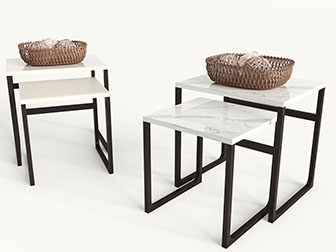 现代套叠方形茶几边几