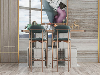 现代轻奢金属支架吧台吧椅