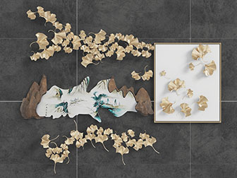 中式银杏叶山脉装饰挂件