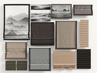 中式装饰水墨山水的升降窗帘拉帘3d模型 中式装饰水墨山水的升降窗帘拉帘