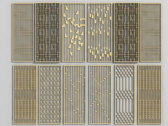 新中式金属隔断3d模型 新中式金属隔断