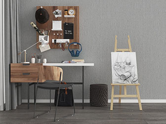 北欧实木金属书桌椅组合3d模型 北欧实木金属书桌椅组合