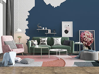 现代轻奢果绿色多人沙发单人沙发茶几组合