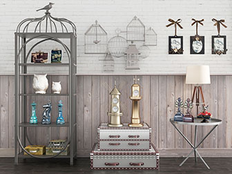 工业风鸟笼造型的装饰置物架墙饰挂件
