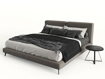 现代布艺双人床