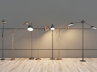 现代金属支架的落地灯