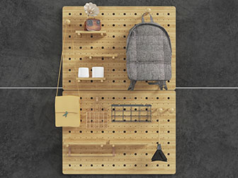 北欧实木墙面收纳洞洞板