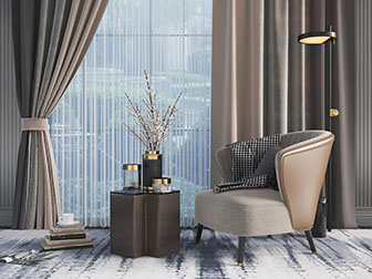 现代布艺单人沙发茶几3d模型 现代布艺单人沙发茶几