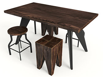 工业风实木金属支架的餐桌椅组合