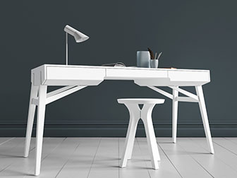 北欧白色实木书桌凳子3d模型 北欧白色实木书桌凳子