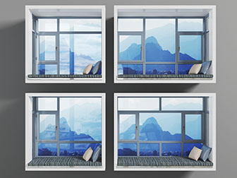 现代带飘窗的平开窗