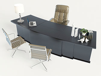 现代黑色弧形老板桌老板台