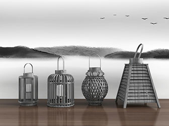 新中式金属镂空网状手提台灯