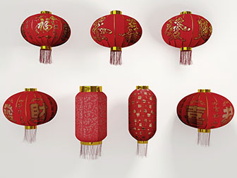 中式节日庆典大红灯笼挂件