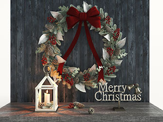 圣诞节花环挂件烛台